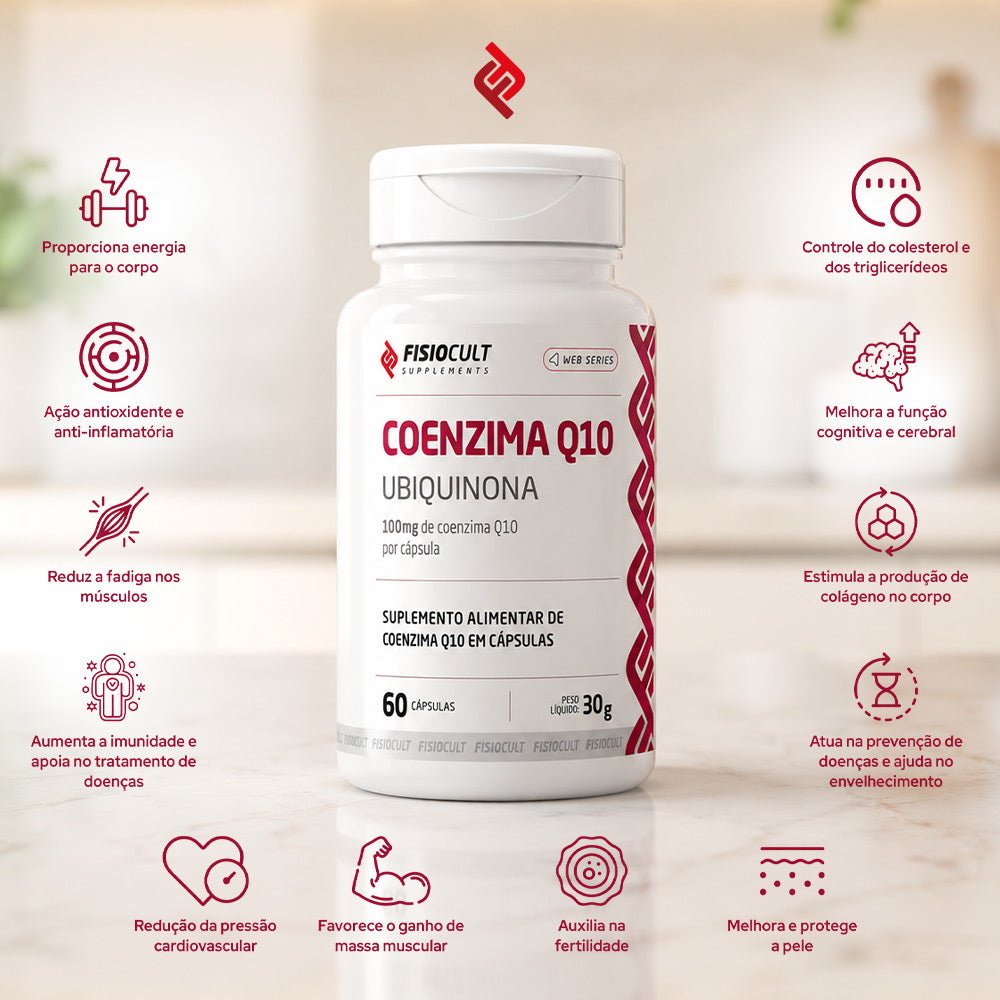 Coenzima Q10 Ubiquinona 100mg 60 Cápsulas Fisiocult Supplements - FisioCult Suplementos
