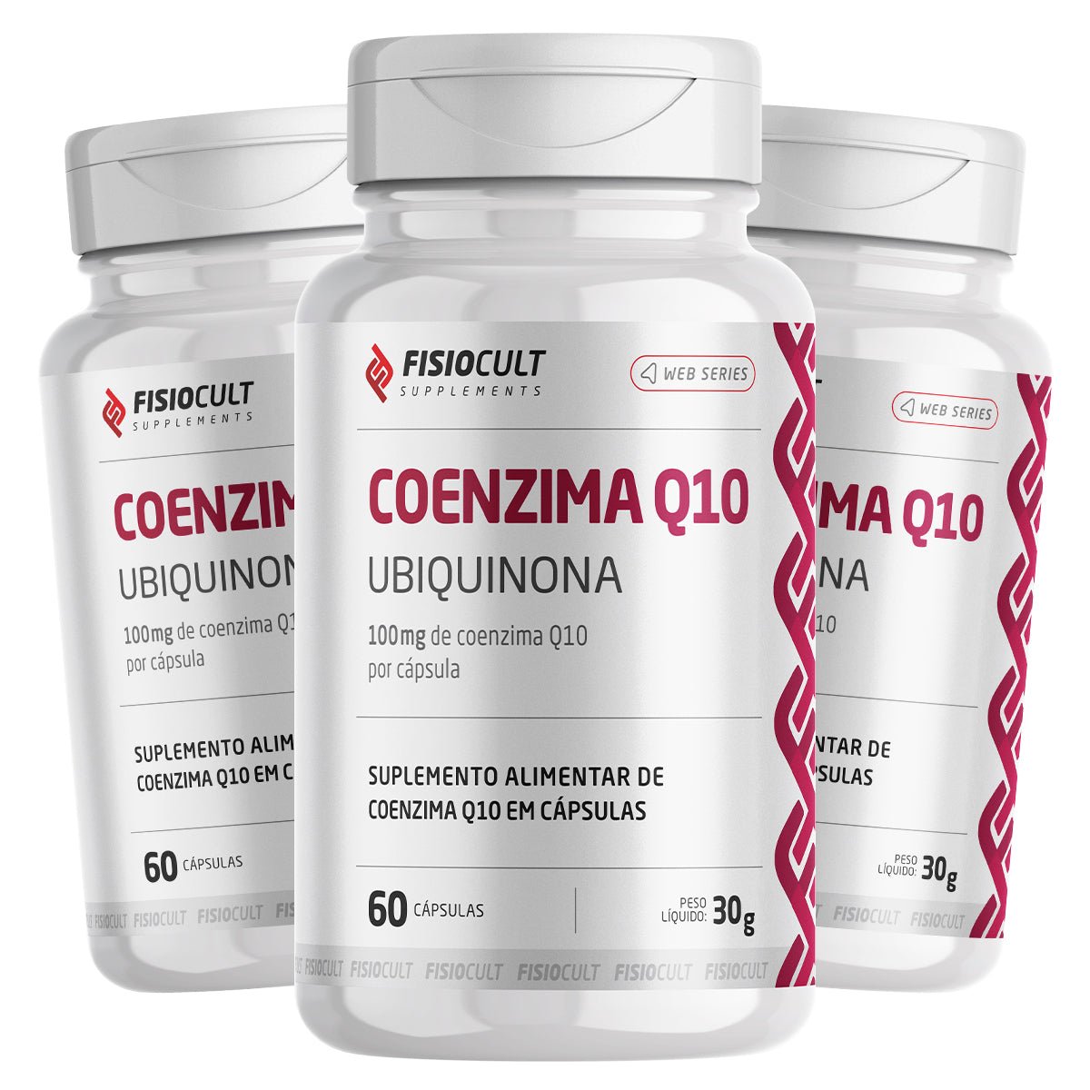Kit: Coenzima Q10 Ubiquinona 100mg 60 Cápsulas - 3 Potes - Fisiocult Supplements - Fisiocult Supplements