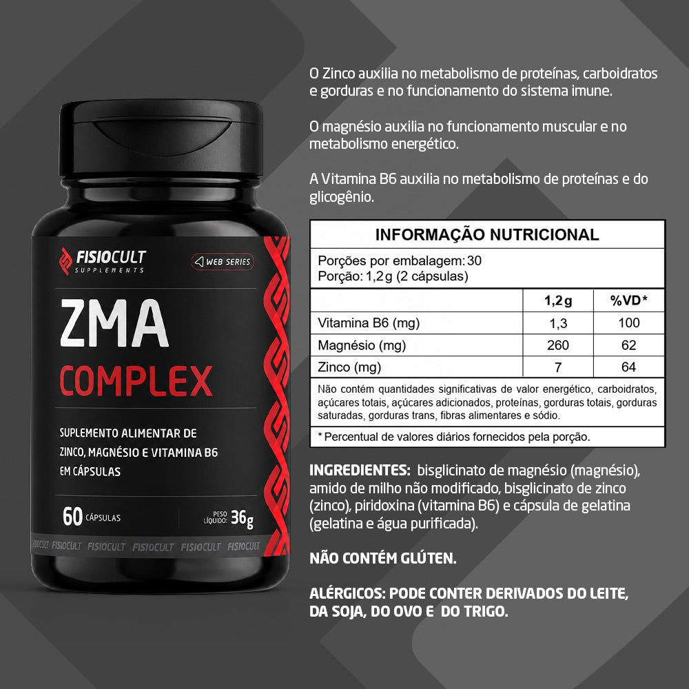 Kit: Creatina 300g + ZMA Complex + Cafeína 200mg FisioCult Supplements - FisioCult Suplementos