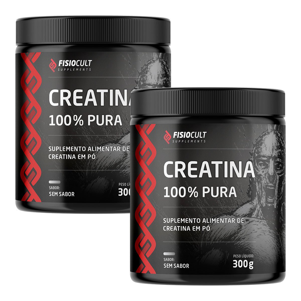Kit: Creatina Monohidratada Micronizada 100% Pura 300g - 2 Potes - Fisiocult Supplements