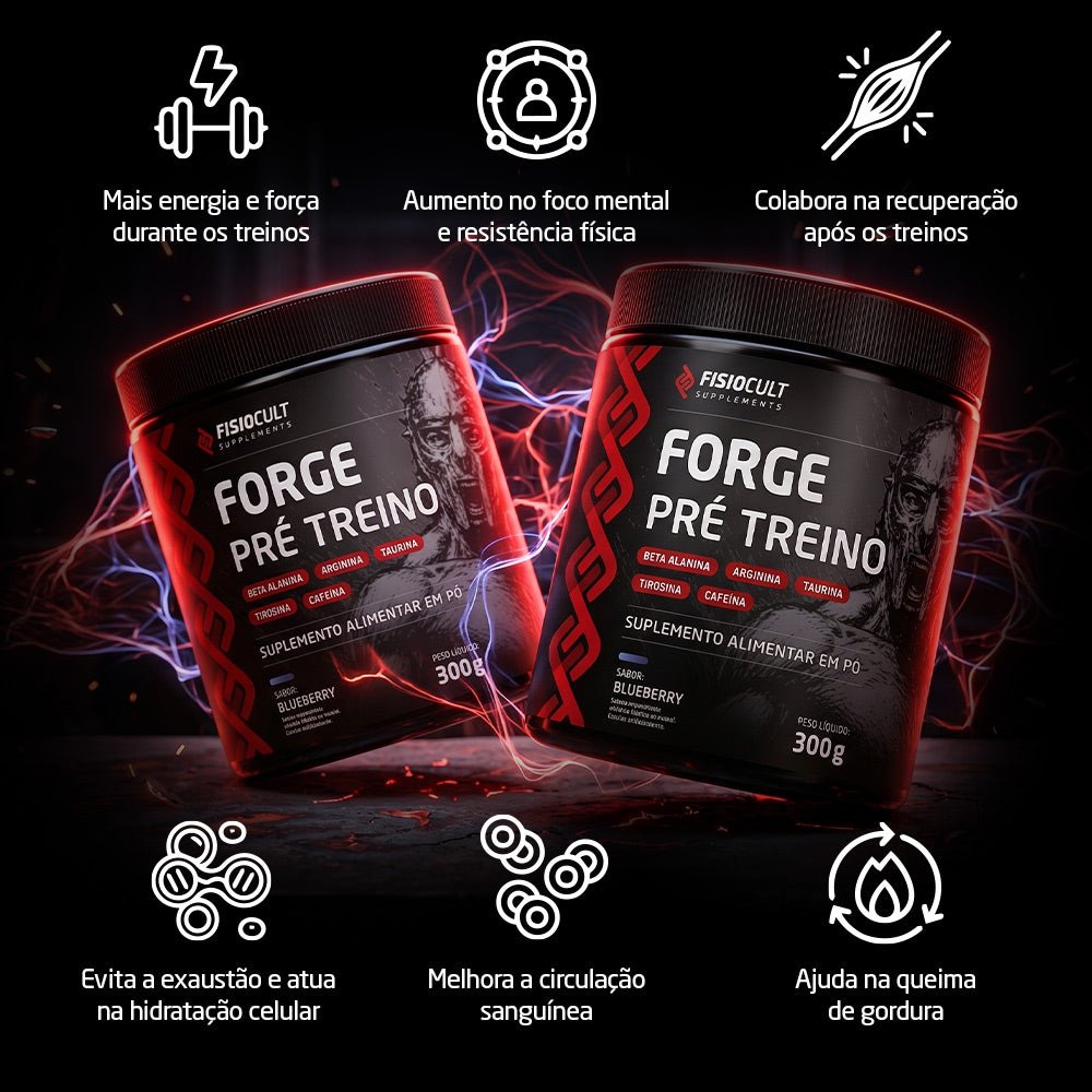 Pre Workout Forge Sabor BlueBerry 300g Fisiocult Supplements - FisioCult Suplementos