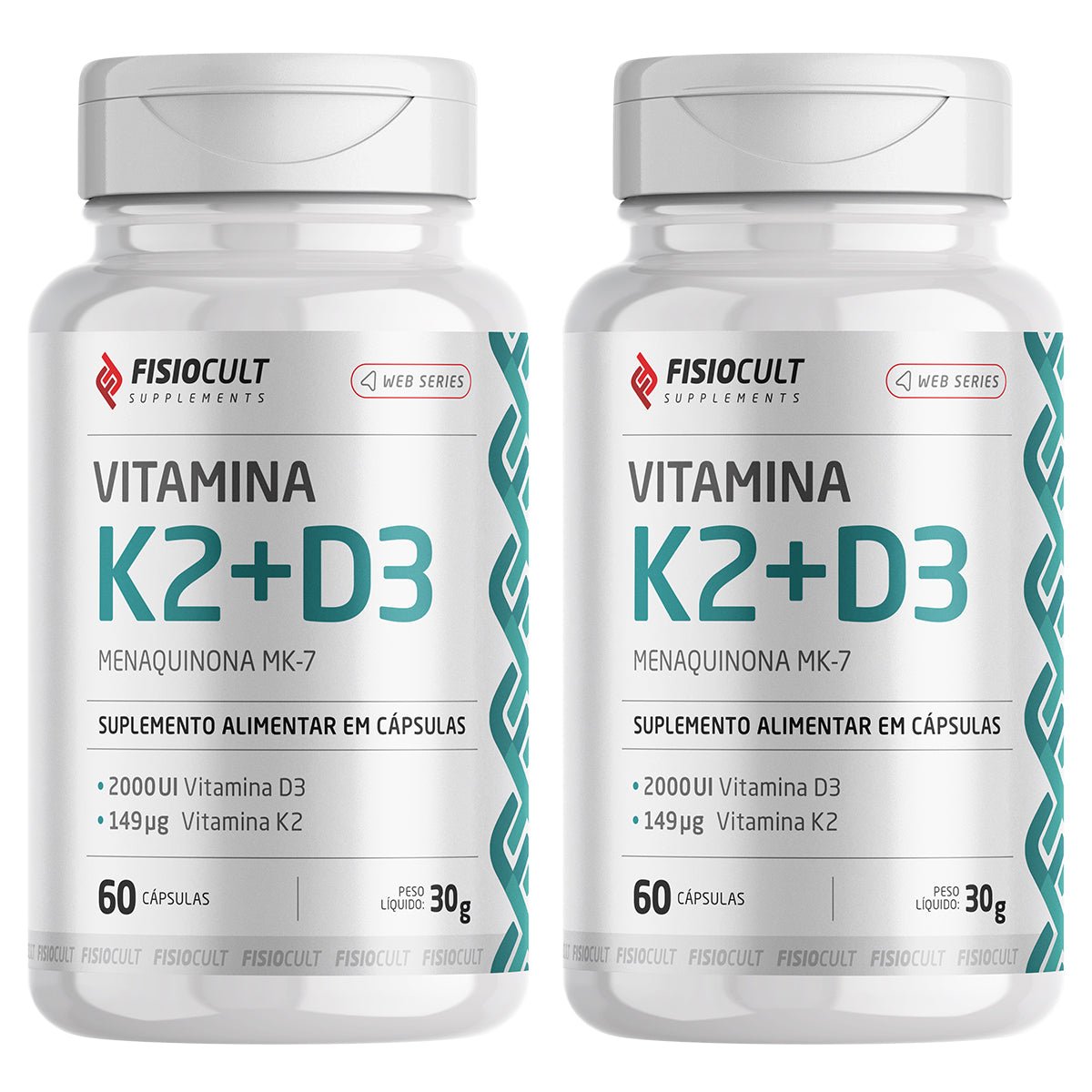 Vitamina K2 + D3 + Menaquinona MK-7 2 Potes - Fisiocult Supplements