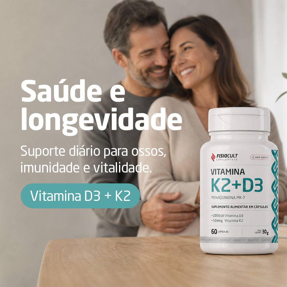 Vitamina K2 + D3 + Menaquinona MK-7 3 Potes - Fisiocult Supplements